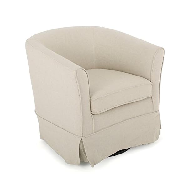 Christopher Knight Home Cecilia Swivel Chair with Loose Cover, Natural