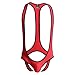 Men's Jockstrap Leotard Underwear Jumpsuits Wrestling Singlet Bodysuit(Red S)