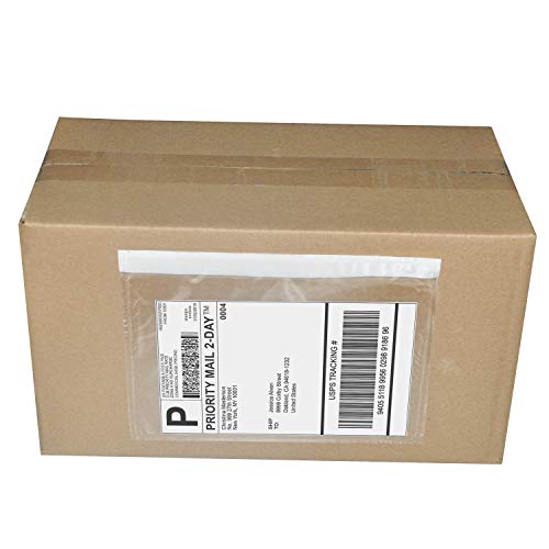 Mionno 7.5" x5.5" Clear Strong Adhesive Invoice Enclosed Pouches, 200pcs Packing List/Shipping Label Envelopes Pouches for Mailing Shipping Business (Long Side Loading)