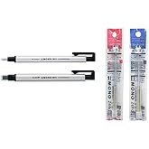 Tombow Mono Zero Eraser Set Includes Round &amp; Square Eraser Holders (4 Total) &amp; Refills (Choose Color) - Silver