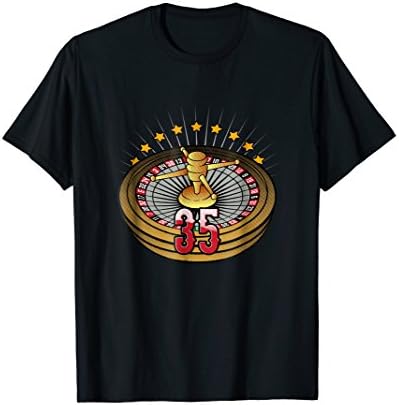 Lucky Number 35 T-Shirts Roulette Wheel Gambling Vegas Style