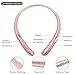 LSCHARM Bluetooth Headphones Retractable Earphones Neckband Sport Wireless Earbuds Stereo Waterproof Noise Cancelling Headsets with Mic for iPhone Samsung iPad (RoseGold)