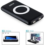 Qi Wireless Charger with Portable Charger 2 in 1 MOPO High Capacity 12000mAh Portable Power Bank Charger External Battery Pack For iPhone 8 8 Plus iPhone X Samsung Galaxy S8 S8+ Note 8 and More(Black)