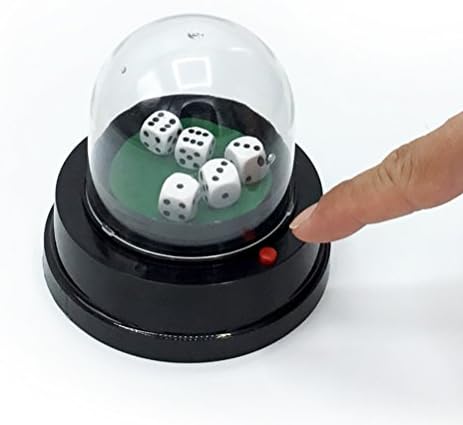 Automatic Dice Roller Cup Battery Powered w 5 FREE Dice (12mm) 6-Sided for Backgammon, Dice, Yahtzee, Settlers of Catan, Monopoly, Dice Game, Board Game Accessories - By Cafolo