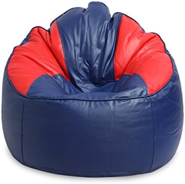 VSK Leather Bean Bag Standard Sofa Mudda Cover XXXL Navy & Red (without Beans)