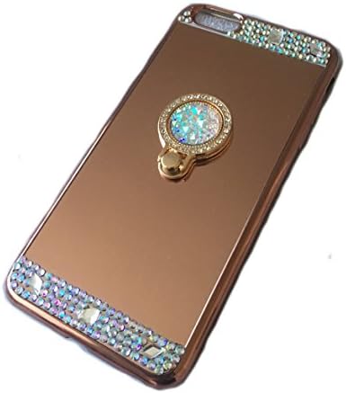 iPhone 6 6s Soft Case Ring Holder Electroplated Mirror Luxury Bling Rhinestone Edged Cover