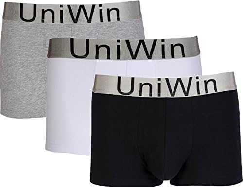 UNIWIN Men's 3 Pack Cotton Stretch Steel Micro Low-Rise Trunk Underwear Brief (L, Black White Grey)
