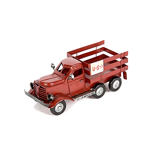 Ayiguri Metal American Truck Car Model Retro Vintage Iron Car Models Handmade Classic Decoration Photography Props (Red)