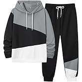 LecGee Men's Tracksuit 2 Piece Athletic Color Block Hoodie and Sweatpants Casual Sweatshirt Joggers Sweatpants Set for Men