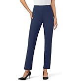 DLOODA Womens Dress Pants Stretchy Straight Leg Pull On Work Pants High Waisted Business Casual Slacks with Pockets Office