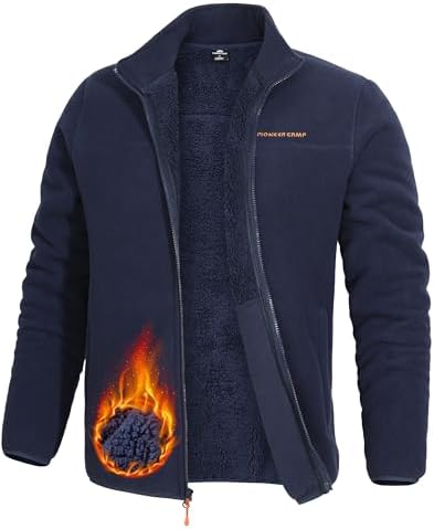32 Degrees Men's Sherpa Lined Fleece Jacket (Marine Navy, Medium