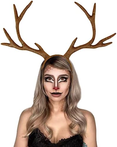 YAXAMING Diadema de cuernos de reno de Navidad, 2 unidades, orejas de ciervo, bandas para el cabello, cuernos de alce, diadema de animales, diadema para mujer, festival, Halloween, cosplay, disfraces