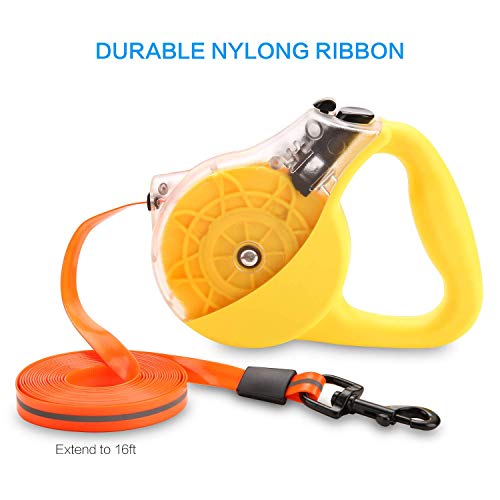 WEILIGU Retractable Dog Leash，Reflective Safety and Strong Anti-Fracture 12ft TPU Scratch Resistant Plastic Wrapped Braided Rope，One-Handed Brake, Pause, Lock - Thumbnail 3