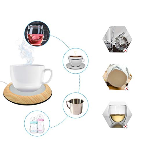 Coffee Warmer USB Mug Warmer Beverage/Drink/Tea Warmer for Office/Home Use (Dark Wood Grain)
