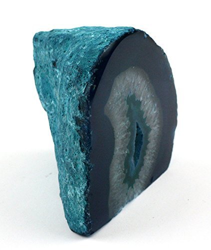 Crystal Allies Gallery: Assorted 1lb - 2lb Agate Druzy Geode with Cut Base - Choose Your Color Stone w/ Authentic Crystal Allies Stone Info Card (Teal)
