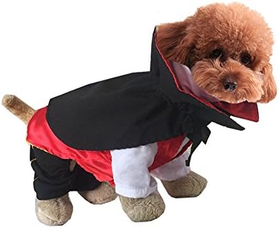 Hemiks Elf Pet Dog Cat Christmas Xmas Costume Santa Pet Apparel Three Dimensional Winter Clothes (M, Halloween Vampire)