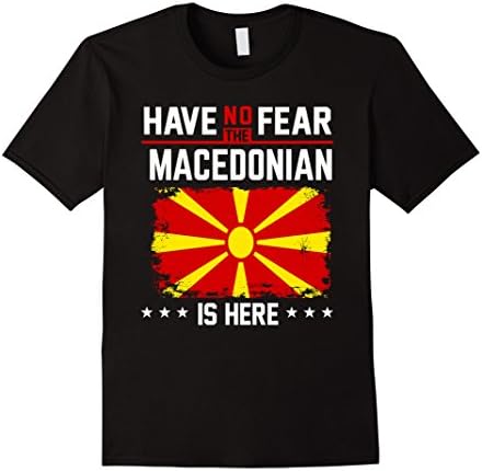 Men's Macedonia Flag T-Shirt Have No Fear Macedonians Shirt 2XL Black