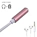 Yeworth 2 in 1 Lightning to 3.5mm Headphone Jack Adapter with USB Charger Port Charging Plug for iPhone 7 / 7 Plus - Rose Gold