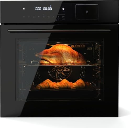 Wall Ovens 24 Inch Electric with 8 Cooking Functions, 108 Automatic Recipes Electric Oven, 2.5 Cu.Ft Single Wall Ovens In Stainless Steel, Led Touch Control, Safety Lock, 3000W, 240V