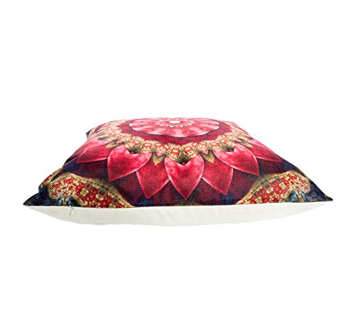 BEGOO Cotton Linen Cloth Square Cozy Throw Pillow Case Décor Cover, Circular Patterns Series, 18" x 18" with Hidden Zipper Closure for Sofa Bed Counch Decoration, 4 pack