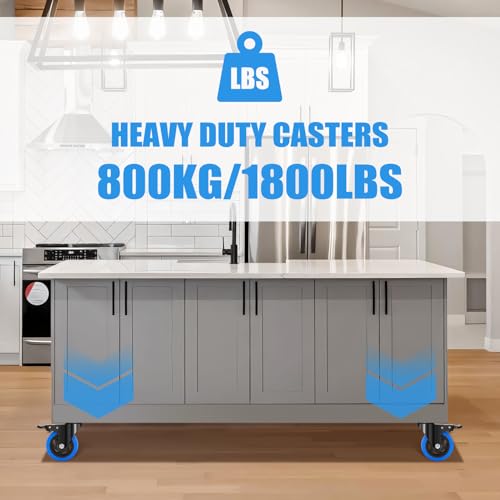 Humagineer Heavy Duty Furniture Wheels with 4 Double Brakes 100 mm, 800 kg Swivel Casters, Silent and Durable Polyurethane Casters, Moves Furniture with Wheels for Trolleys, Trolleys, Set of 4