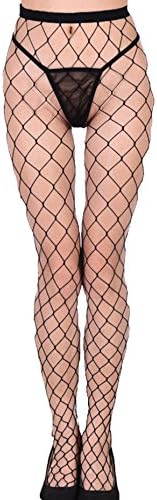 Women's Sexy High Waist Tight Sparkle Rhinestone Fishnet Stockings Pantyhose (One-size, Large mesh)