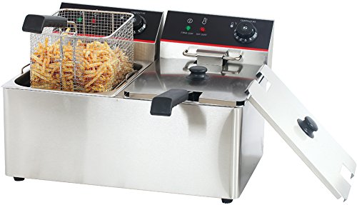 Click Here to See More Images Hakka 8Lx2 Commercial Stainless Steel Deep Fryers Electric Professional Restaurant Grade Turkey Fryers (TEF-8L-2)