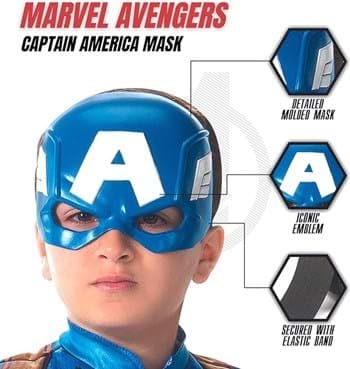 Jazwares Avengers Captain America Children's Soldier Superhero Half Mask for Kids, Standard Blue
