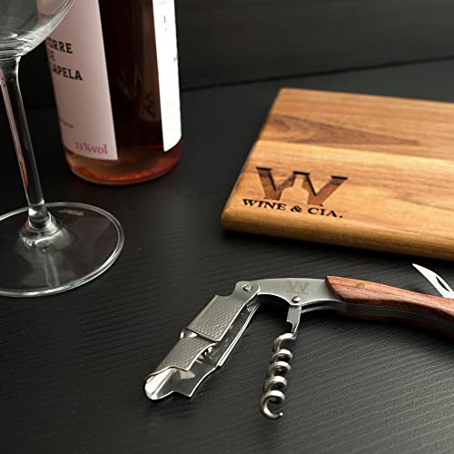 Abridor De Vinho Profissional Tipo Sommelier Saca Rolhas Em Aco 304 + Madeira Marrom