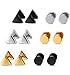 Jstyle Jewelry Stainless Steel Men Stud Earrings for Women Cool Ear Piercing Plugs Triangle Tunnel 6 Pairs