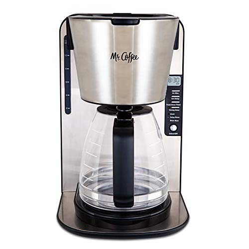 Mr. Coffee 12Cup Programmable Coffee Maker, Stainless Steel/Black Base