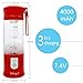 Personal Portable Smoothie Juicer Blender Bottle, includes 4000mAh 7.4V Batteries,126 Watts 12oz USB Shakes Blender Gym, Travel & Home, Red