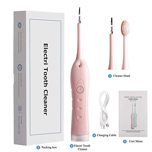 Electric Dental Calculus Plaque Remover Tool Kit, High-Frequency Vibration Tartar Scraper Remover for Dental Calculus, Tooth Stains, Plaque Removal, 3 Adjustable Modes (Pink)
