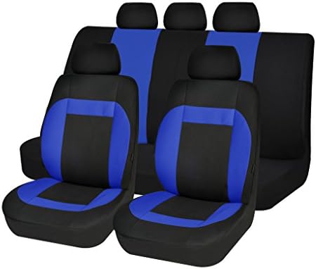 Cheap Car Seat Covers Set Airbag Safe Universal Split Back 40 60 Blue 11pcs