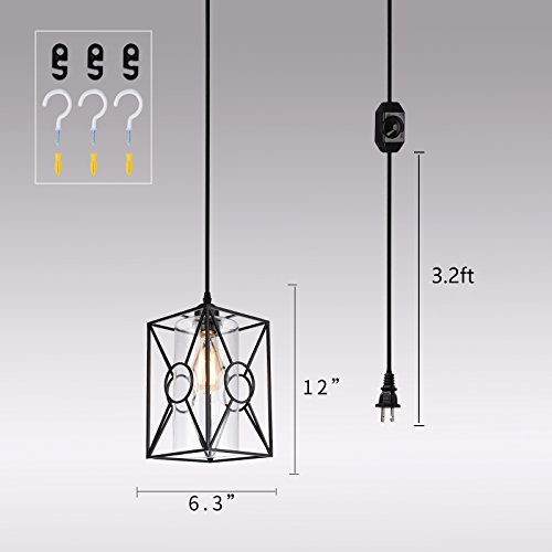 HMVPL Swag Lights with Plug in Cord and On/Off Dimmer Switch, New Transitional Hanging Pendant Lamps with Linen Lampshade for Dining Room, Bed Room