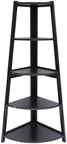 Space Saving Modern Solid MDF Chipboard Corner Shelving Rack Home Household Bathroom Storage Solutions Holder Organizer with 5 Tiers/Step