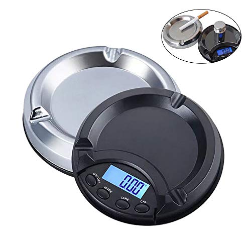 CLDGF Ashtray Pocket Scale, Portable Electronic Scale,0.01G Digital Precision Weighing with Mini Backlight LCD Display for Jewelry, Gems, Medications,Baking Kitchen Tools,500G0.1G
