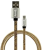 Bastex Snake Skin Rugged Heavy Duty Durable High Speed USB 2.0 Micro USB Charger Cable (2.6 ft) for Galaxy S7 / S7 Edge S6 S5 Note 5 LG G4 and other devices - Gold