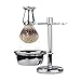 6 Piece Shaving Gift Kit - Includes Badger Hair Shaving Brush,Double Edge Safety Razor,Chrome Stand,Bowl,Shaving Soap,2 Replacement Blades