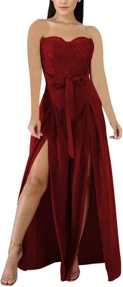 strapless wide leg sparkle jumpsuit