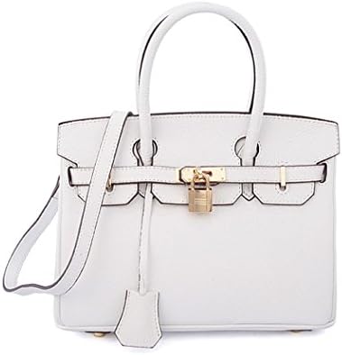 WorkTd Women's Padlock Litchi Pattern Top Handle Handbag Covertible Tote