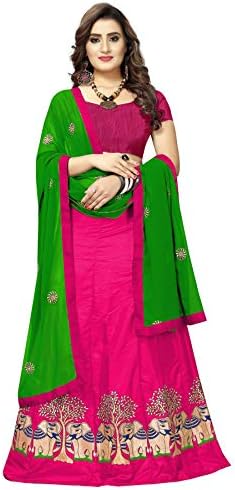 High Glitz Fashion Women's Paper Silk Embroidery And Four Side Border Lehenga Choli With Blouse Piece