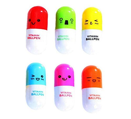 Tcplyn Ballpoint Pen Capsule Pen Telescopic Pill Pen Stretch Cute Portable Gift Gift Rewards Popular