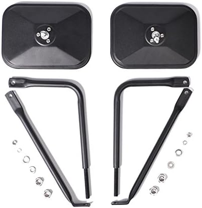 HQAP Shake-proof Off-Road Rectangular Adventure Mirrors Doorless Rear view Mirrors, Bolt-on Door Hinge Mirror Fits All Jeep Wrangler JK CJ YJ TJ - 1 Pair, Textured Black