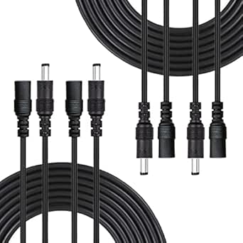 Liwinting 4pcs 2m/6.56Feet DC Extension Cable, 12V DC Power Adapter Plug Extension Cord 5.5mm x 2.1mm Male to Female Extension Wire for DC 12V Power Adapter, CCTV Security Camera etc. - Black
