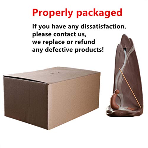 Backflow Ceramic Incense Holder Waterfall Incense Burner with 50 Backflow Incense Cones 40 Incense Sticks 1 Tweezers 1 Pad, Mountain Tower Censer Aromatherapy Ornament Home Decor