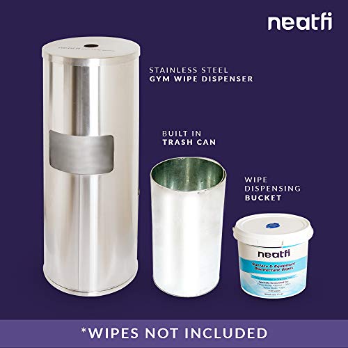 Neatfi Floor Standing Stainless Steel Gym Wipe Dispenser with High