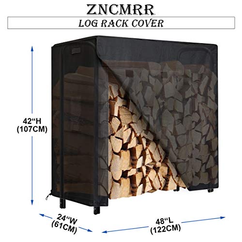 ZNCMRR Firewood Log Rack Cover, 4 Feet 600D Oxford Heavy Duty Outdoor