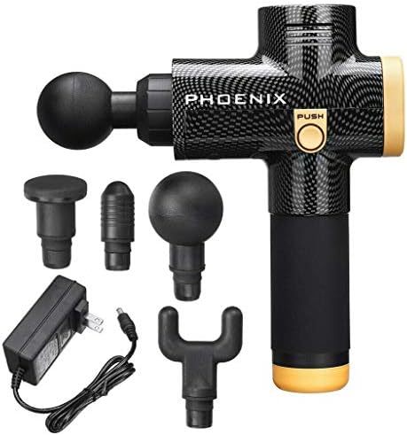 Fascia Gun Deep Muscle Massage Gun - 4 Replaceable Heads 3 Speed Levels and LCD Muscle Stimulation Pain Relief Percussion Therapy Portable Large Capacity Power Sports Recovery Body Relax Tools