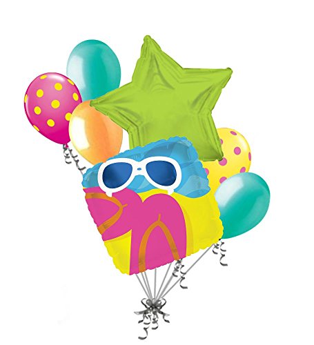 7pc Luau Beach Scene Flip Flop Sunglasses Balloon Bouquet Party Decoration Ocean